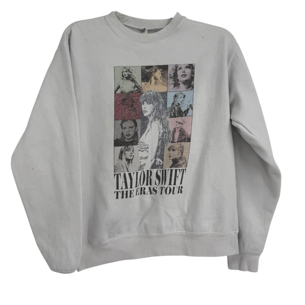 Taylor Swift The Eras Tour Sweatshirt Size Large Womens White Pullover Cotton